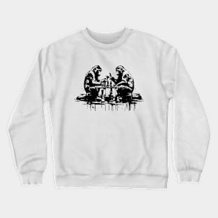 smart monkeys play chess Crewneck Sweatshirt